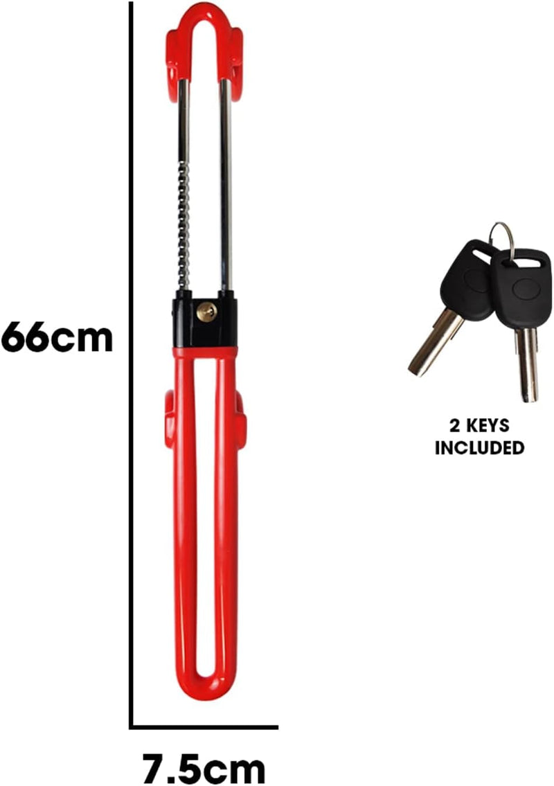 lenkradkralle Anti-Diebstahl Auto Lenkradschloss Radschloss Einziehbarer Schutz für Auto/LKW/SUV Rot