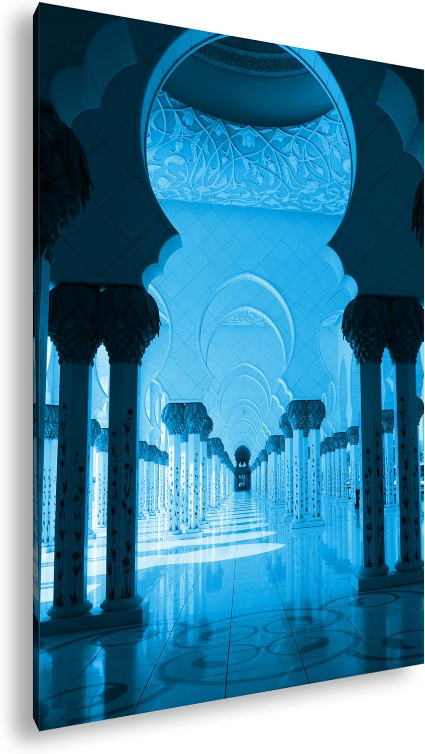 deyoli Inneres einer Moschee in Abu Dhabi Format: 80x60 Effekt: Monocrome Blau als Leinwand, Motiv f