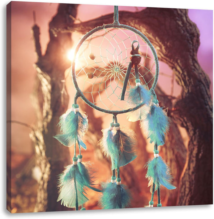 Pixxprint Dreamcatcher, Format: 70x70 auf Leinwand, XXL riesige Bilder fertig gerahmt mit Keilrahmen