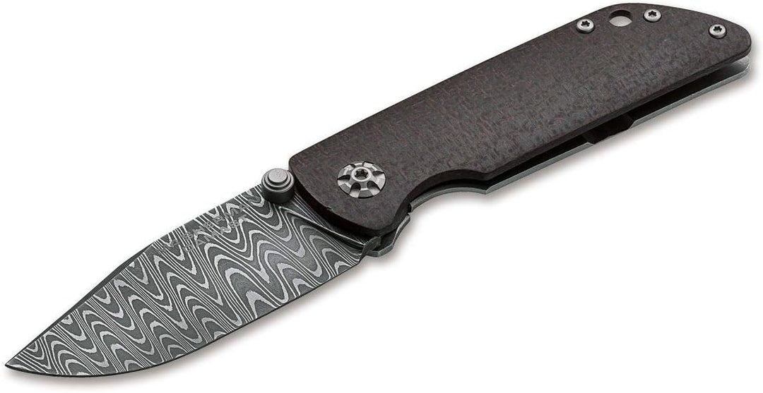 Böker Manufaktur Solingen M4 Sherman-Damast Taschenmesser Damast/Micarta Schwarz, Klingenlänge: 7,70
