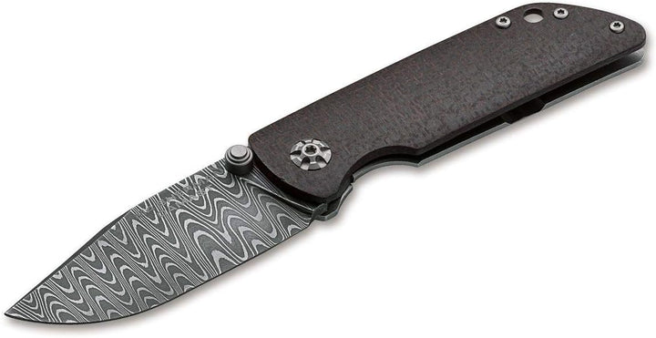 Böker Manufaktur Solingen M4 Sherman-Damast Taschenmesser Damast/Micarta Schwarz, Klingenlänge: 7,70