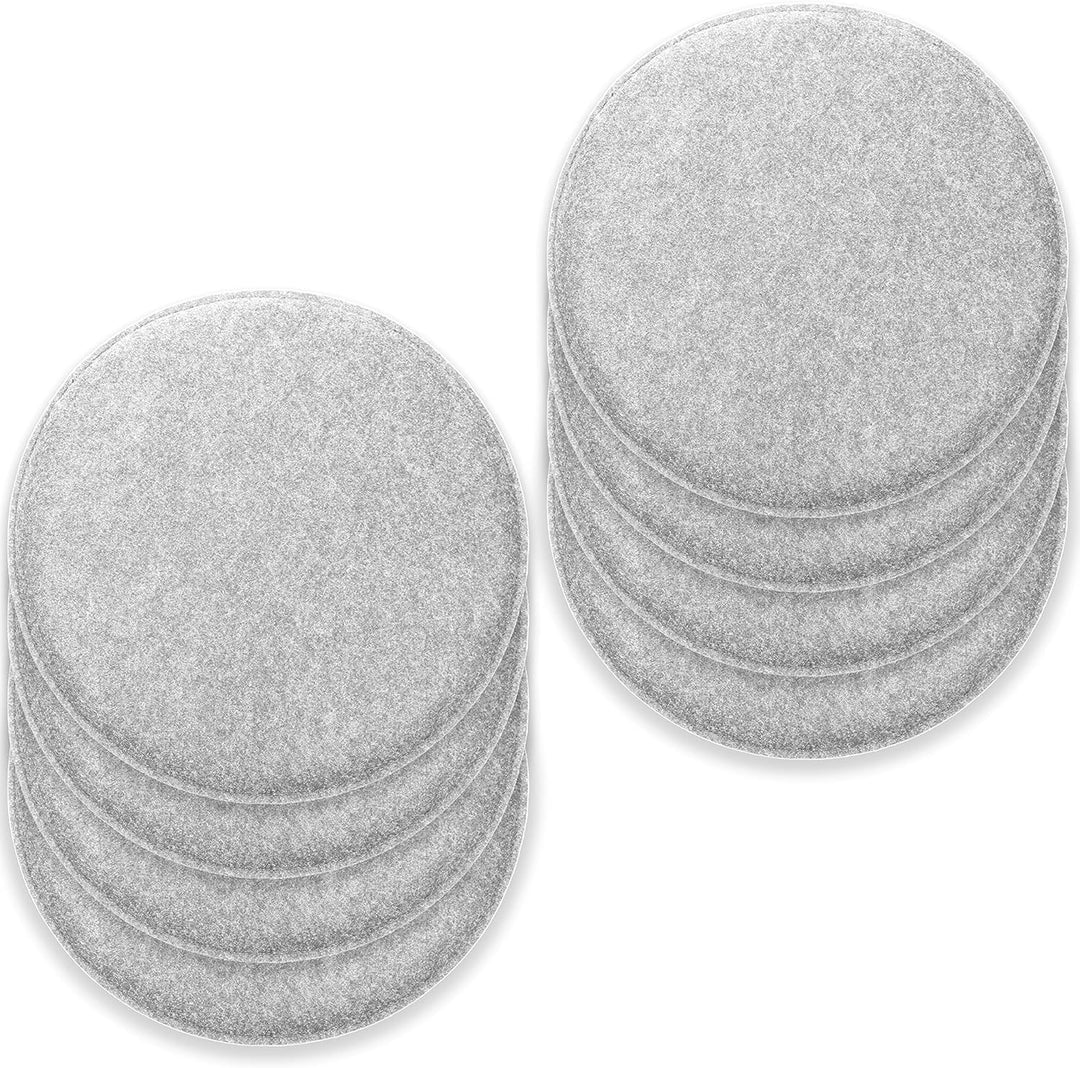 Rubberneck 8er Set rutschfeste Filz Sitzkissen rund, Stuhlkissen mit Antirutsch-Noppen, hellgrau Hel