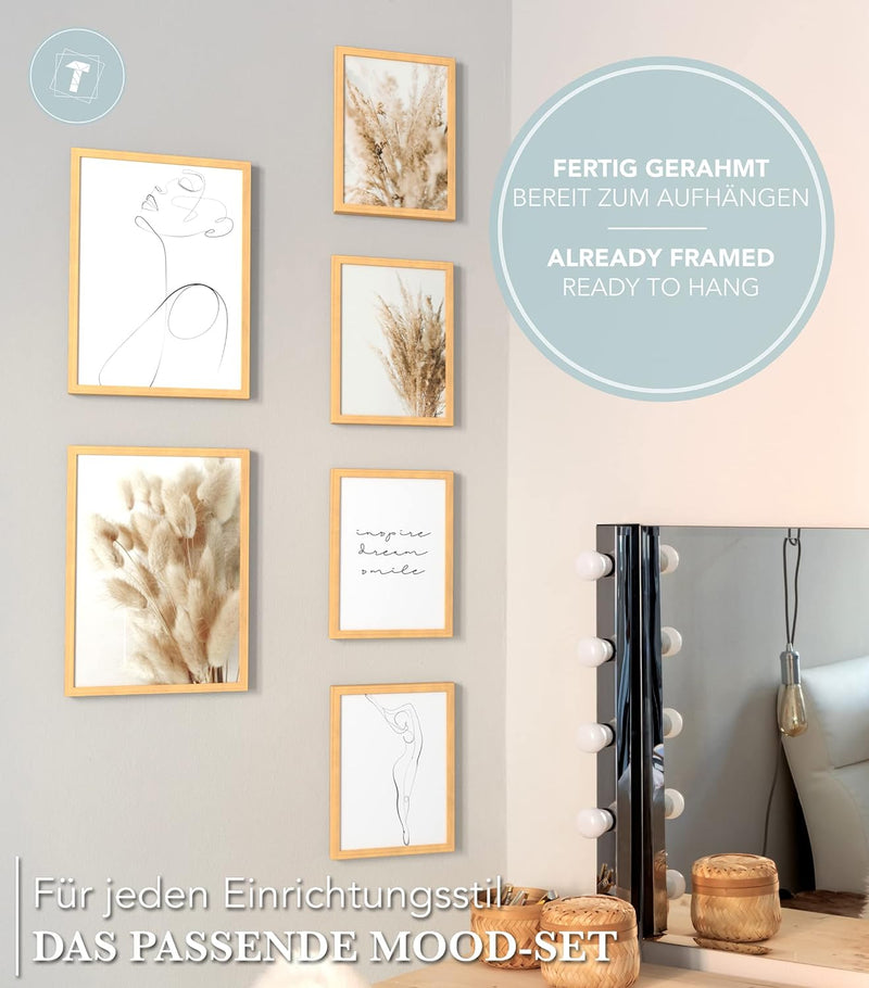 Papierschmiede® Mood Poster Set Pampas Woman, Bilder Set mit Rahmen (Farbe wählbar) Wohnzimmer Deko