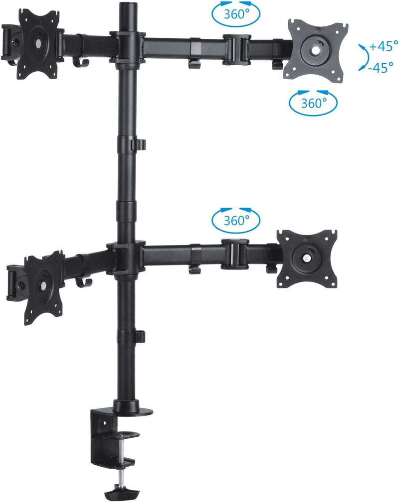 PureMounts Schreibtischhalterung für 4 Monitore 33-69 cm (13-27 Zoll), neigbar: -45° bis 45°, schwen