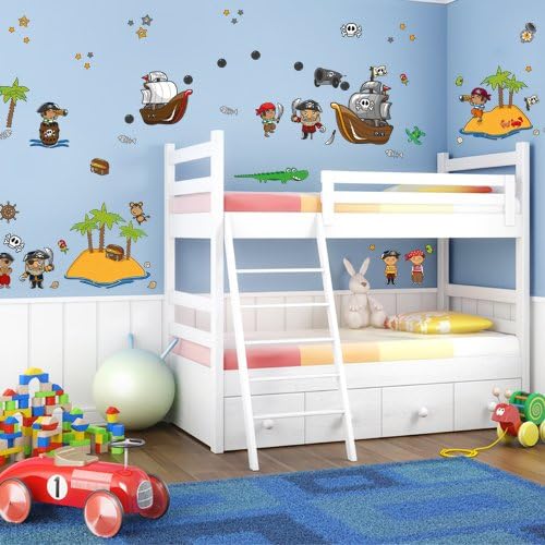 Wandkings Piraten auf Schatzsuche Wandsticker Megapack Set, 83 Aufkleber, Gesamtfläche 260 x 70 cm