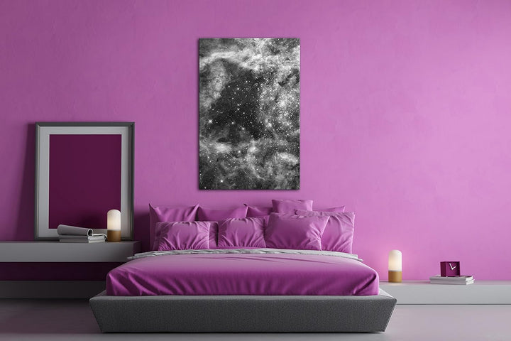 deyoli auffallend bunte Galaxie Effekt: Schwarz/Weiss Format: 80x60 als Leinwand, Motiv fertig gerah