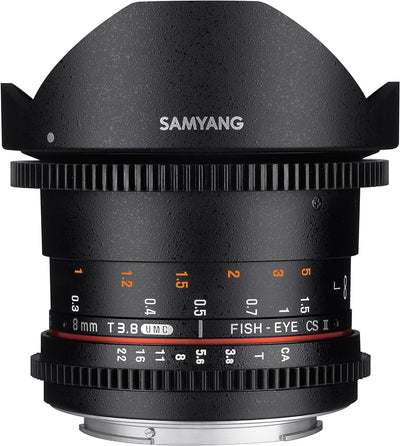 Samyang 8/3,8 Objektiv Fisheye II Video DSLR Canon EF manueller Fokus Videoobjektiv 0,8 Zahnkranz Ge