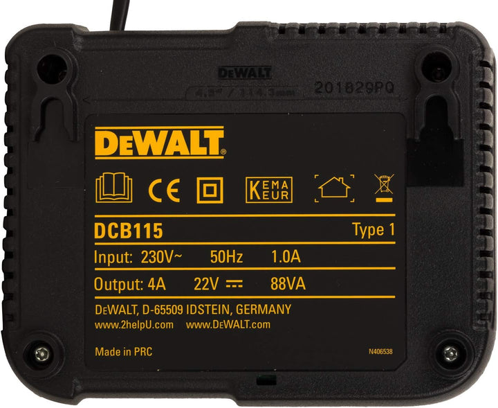 DeWalt DCB115D2-QW Akku-Kit (2 x 18 V / 2 Ah plus DCB 115), 18 V