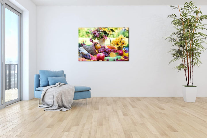 deyoli grosszügiges Füllhorn Format: 100x70 als Leinwand, Motiv fertig gerahmt auf Echtholzrahmen, H
