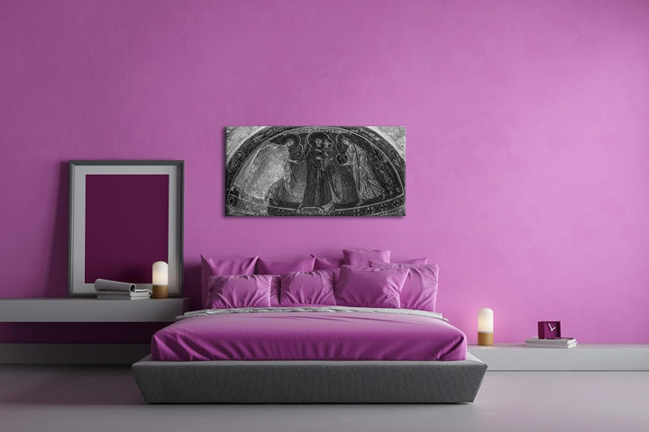 Historische Architektur des Christentums Panorama 80x40 cm Effekt: Schwarz/Weiss als Leinwandbild, M