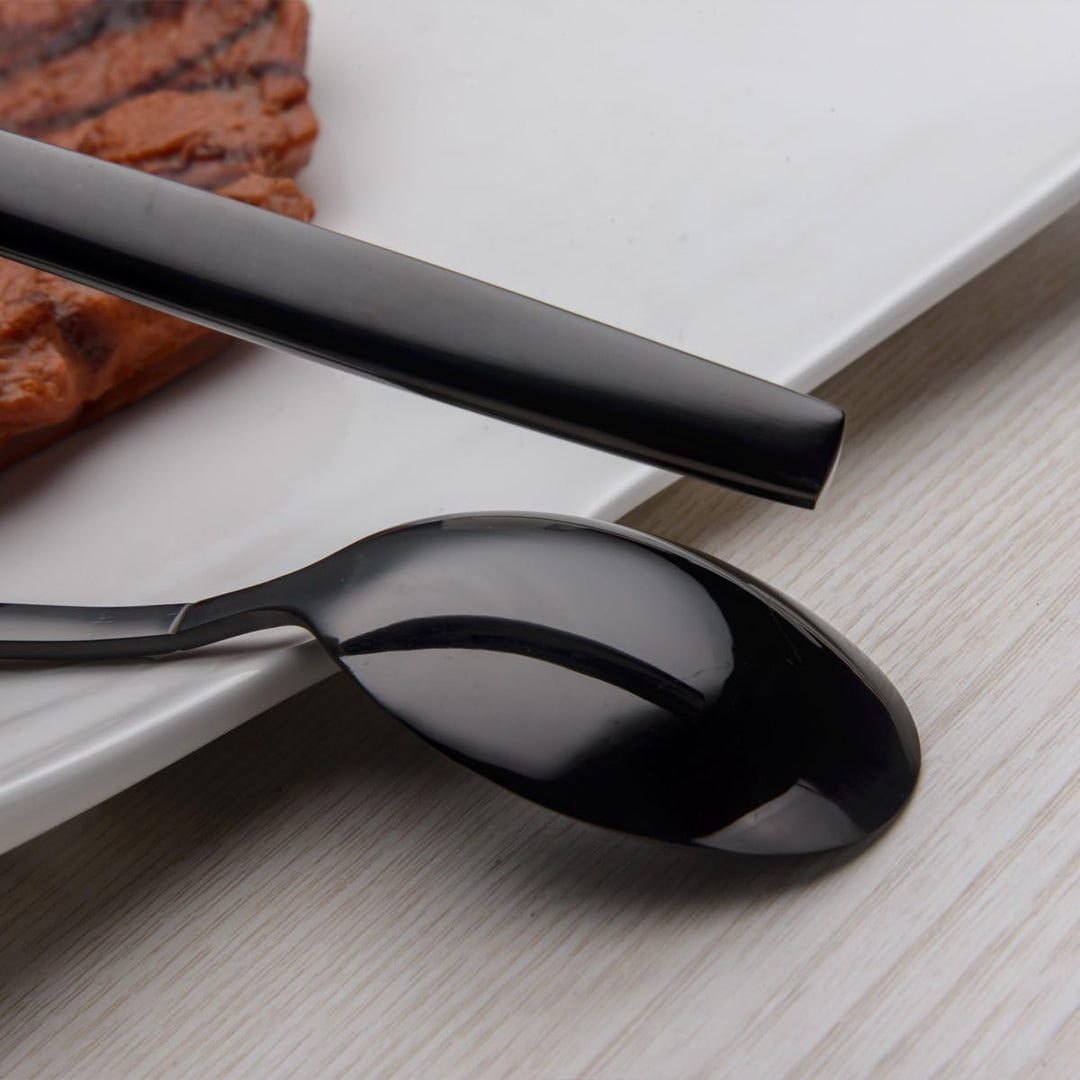 Berglander 24 Stück Titanium schwarz plattiert Besteck, 24 Stück schwarz Besteck Set, schwarz Bestec