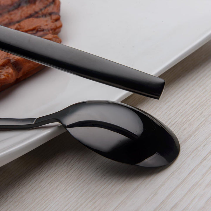 Berglander 24 Stück Titanium schwarz plattiert Besteck, 24 Stück schwarz Besteck Set, schwarz Bestec