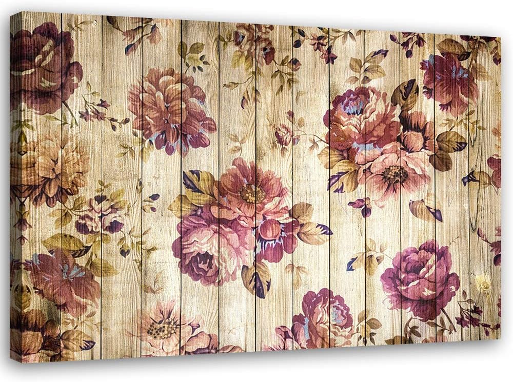 Feeby Vlies Leinwandbild Shabby Chic Rustikal 80x60 cm Wand Bild Kunstdruck Deko Wohnzimmer Wohnungs