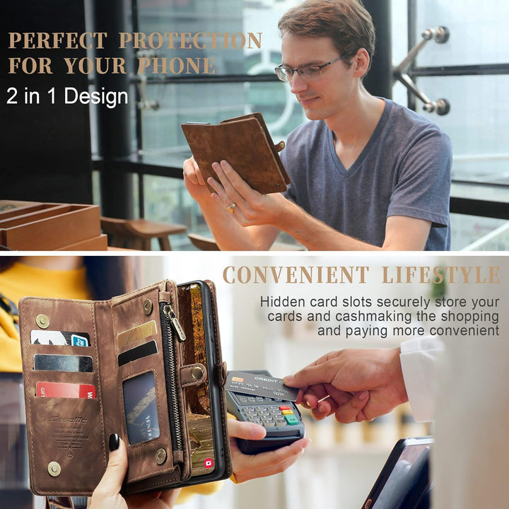 UFinetech Samsung S23 Hülle, Stossfest Kartenfach Magnetisch Abnehmbare Tasche Samsung Galaxy S23 5G