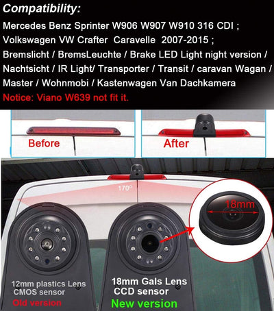Wasserdicht Einparkkamera 18mm Lens Bremslicht Rückfahrkamera integriert in 3. Bremsleuchte Kamera m