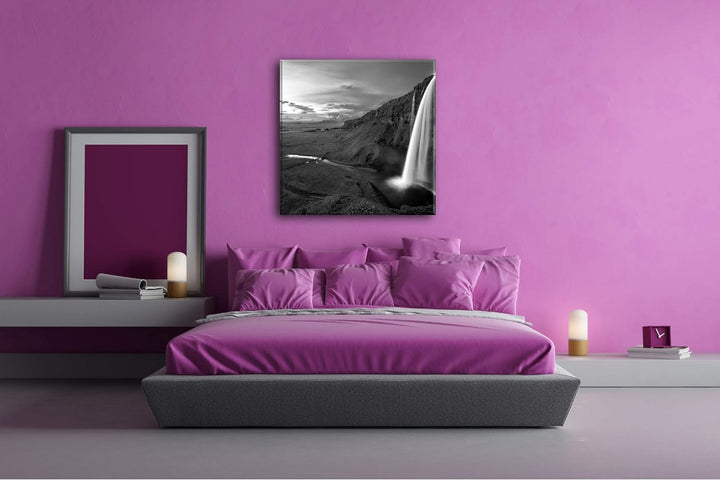 deyoli Isländische Landschaft Format: 70x70 Effekt: Schwarz&Weiss als Leinwandbild, Motiv auf Echtho