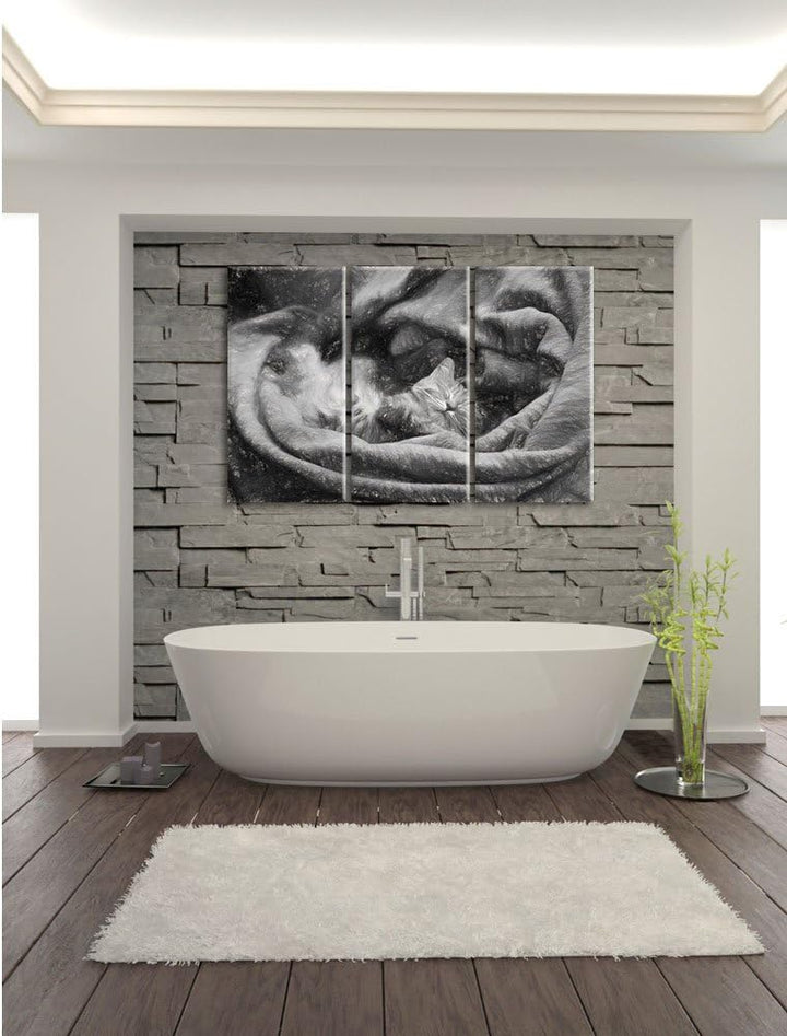 Pixxprint Babykatze als Leinwandbild/Grösse: 3 Teilig (120x80) cm/Wandbild/Kunstdruck/fertig bespann