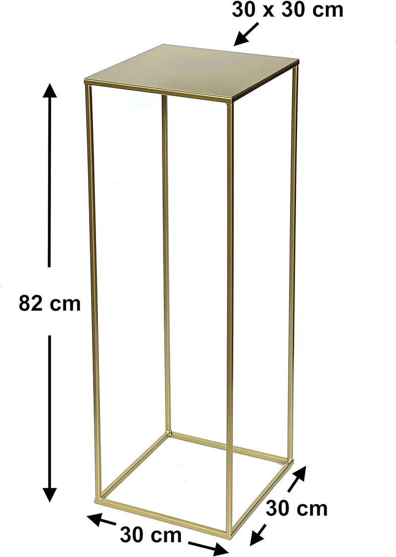 DanDiBo Blumenhocker Metall Gold Eckig 82-42 cm Blumenständer Beistelltisch 96406 Blumensäule Modern