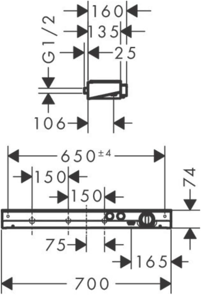 hansgrohe Showertablet Select 700 Thermostat Universal, für 2 Funktionen, Weiss/Chrom Dusche Weiss/C
