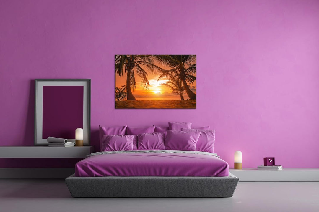 deyoli Sonnenuntergang Format: 80x60 cm als Leinwandbild, Motiv fertig gerahmt auf Echtholzrahmen, H