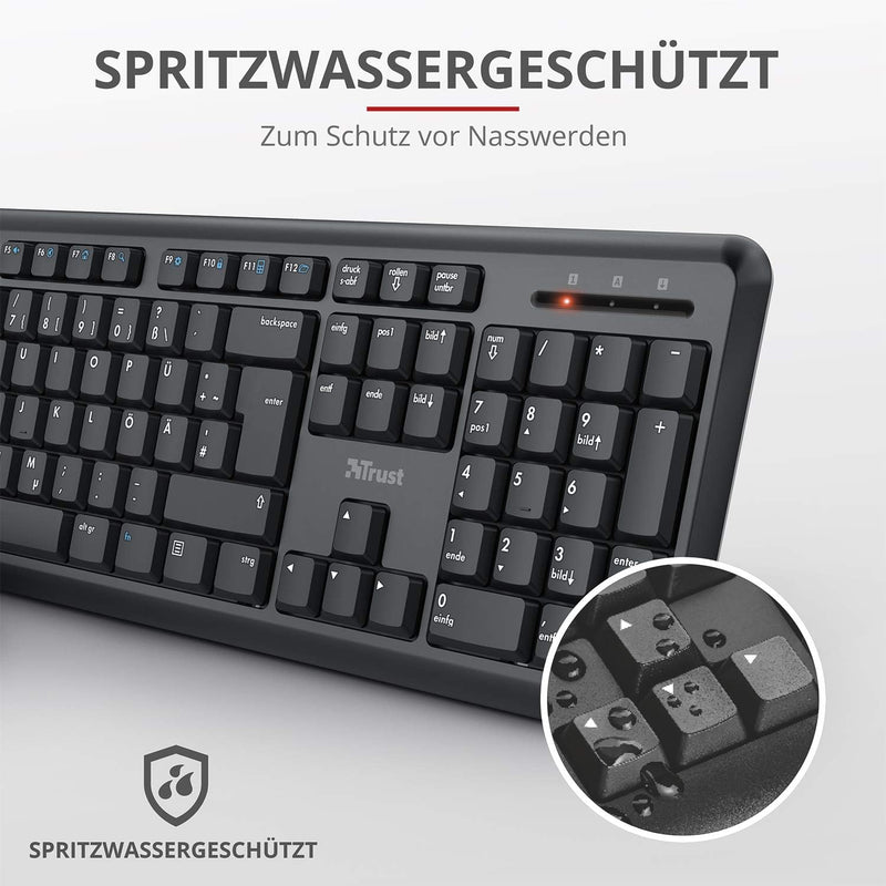 Trust 24080 Ymo Kabelloses Tastatur-Maus-Set - Deutsches QWERTZ - Schwarz & 22879 Verto Wireless Ver