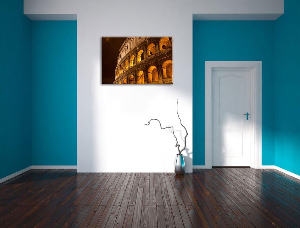 Amphitheater in Rom bei Nacht Format: 100x70 auf Leinwand, XXL riesige Bilder fertig gerahmt mit Kei