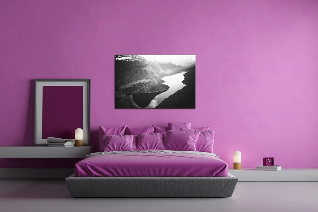 deyoli atemberaubende Aussicht eines Fjords Format: 80x60 als Leinwand, Effekt: Schwarz&Weiss, Motiv