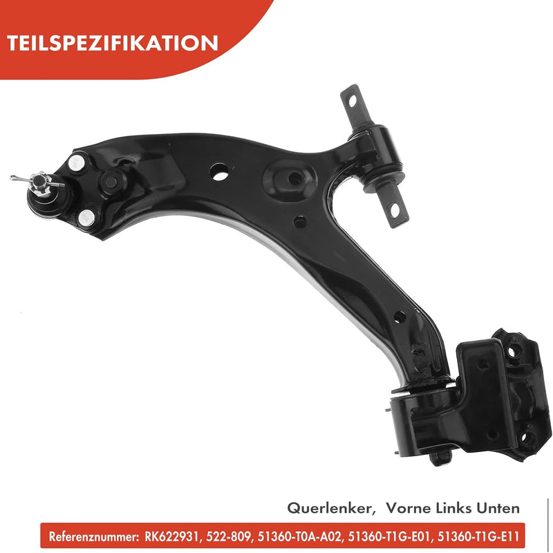 Frankberg Querlenker Vorne Links Unten Kompatibel mit CR-V IV RM 1.6L 2.0L 2.2L 2012-2022 Replace