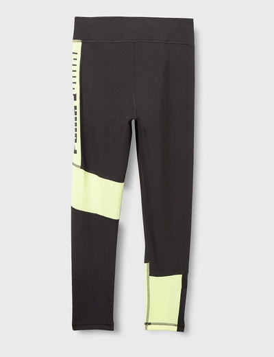 PUMA Mädchen Runtrain 7/8 Tights G Leggings 152 Puma Black-soft Fluo Yellow, 152 Puma Black-soft Flu