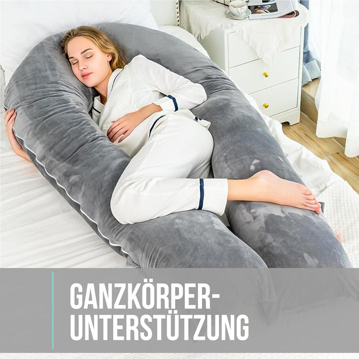 Strex Schwangerschaftskissen XXL - 280cm - Abnehmbarer Bezug - Seitenschläferkissen / Body Pillow /