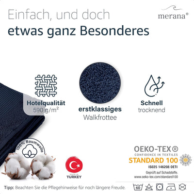 Merana Rome Handtuch Set | saugstark, weich und fusselfrei | Frottier Luxus Qualität | 100% Baumwoll