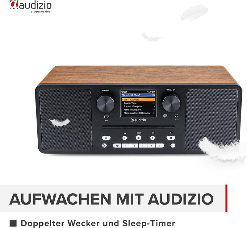 Audizio Naples - DAB Radio mit CD Player, Bluetooth, Internetradio WLAN, Fernbedienung, 60 Watt, UKW