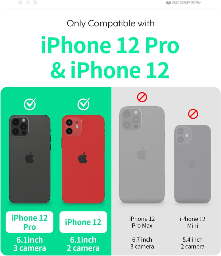 GOOSPERY iPhone 12 Hülle, iPhone 12 Pro Wallet Case mit Kartenhalter, schützende zweilagige Stosssta