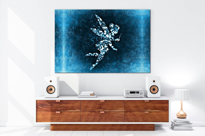 deyoli Abstrakte Zeichnung einer Fee Format 80x60 Effekt: Monocrome Blau als Leinwandbild, Motiv fer
