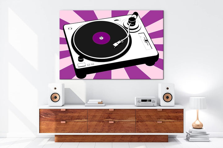deyoli moderne Drehscheibe für Musik im Format: 80x60 als Leinwandbild, Motiv fertig gerahmt auf Ech