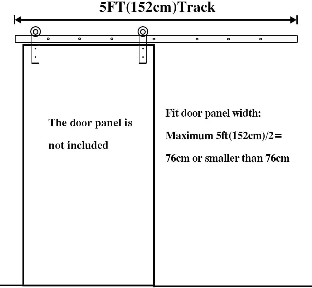 LWZH 5FT/152 cm Schiebetürbeschlag Set Barn Door Hardware Kit Laufschienen für Schiebetür Hängeschie