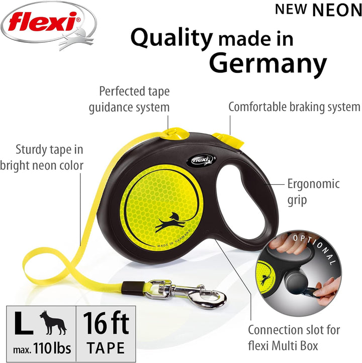 flexi cl31t5.250.s Neo einziehbare Hundeleine, gross, Schwarz/Neon Black/ Neon 1 Stück (1er Pack), B