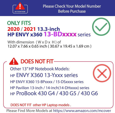 mCover Hartschale kompatibel nur mit HP Envy x360 13-BDxxxx / 13-AYxxxx 13,3 Zoll (nicht kompatibel