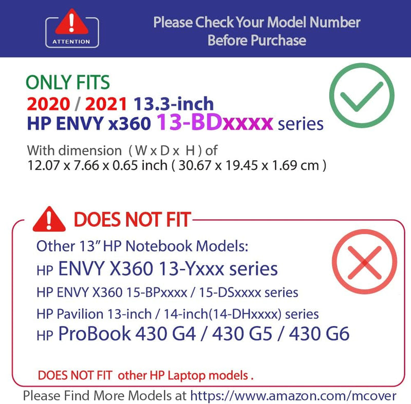 mCover Hartschale kompatibel nur mit HP Envy x360 13-BDxxxx / 13-AYxxxx 13,3 Zoll (nicht kompatibel