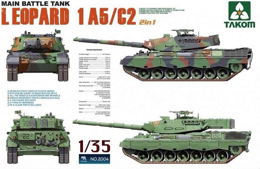 TAKOM TAK2004-1/35 2 in 1 Leopard 1A5/C2, Panzer
