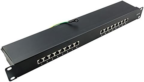 BIGtec 16 Port CAT6 Patchpanel Verteilerfeld Verteiler Patchfeld 10 Gigabit LSA Technik RJ45 8P8C RA