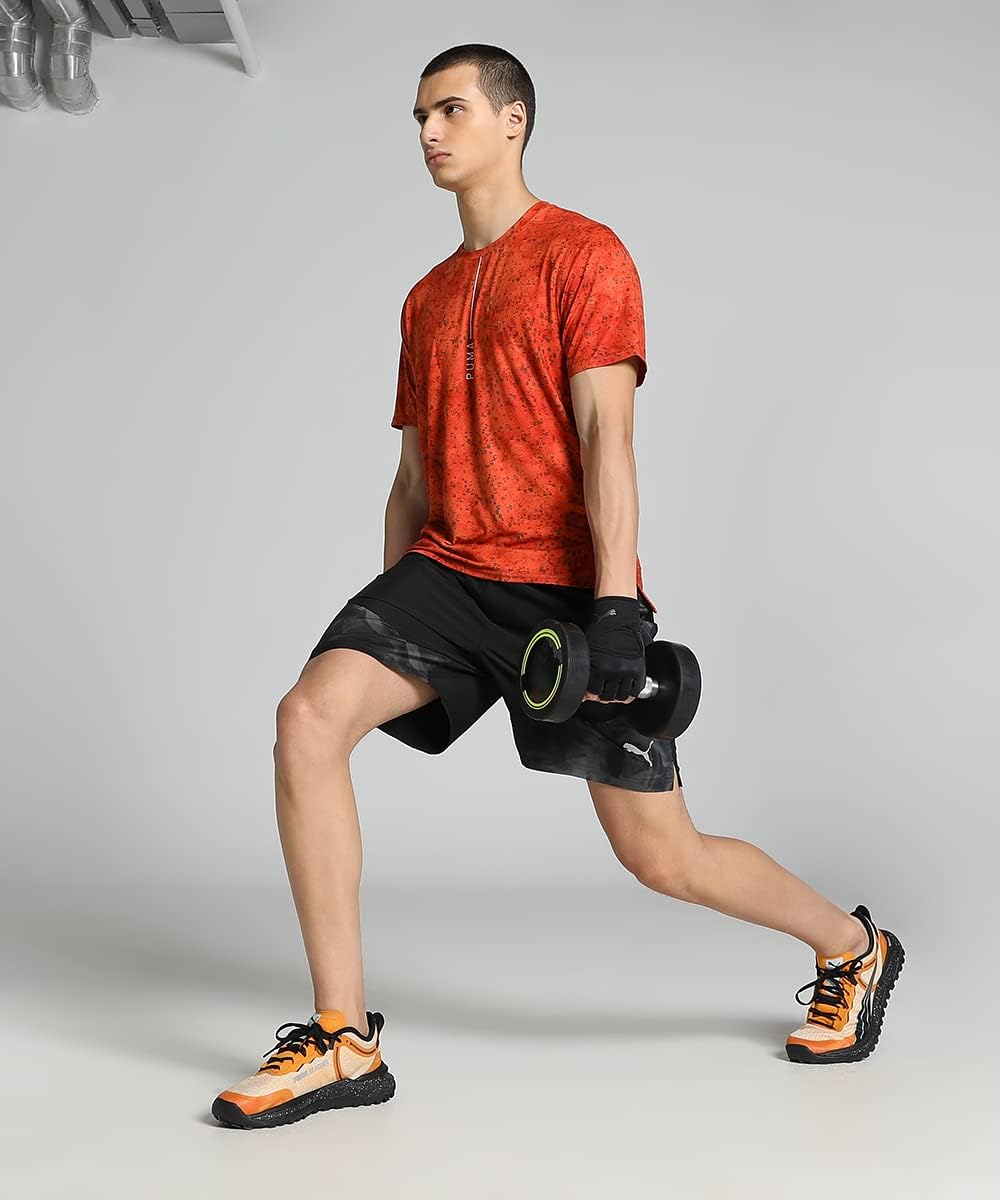 PUMA Herren Studio Yogini Lite Printed Trainings-T-Shirt XXL Chili Powder Orange, XXL Chili Powder O