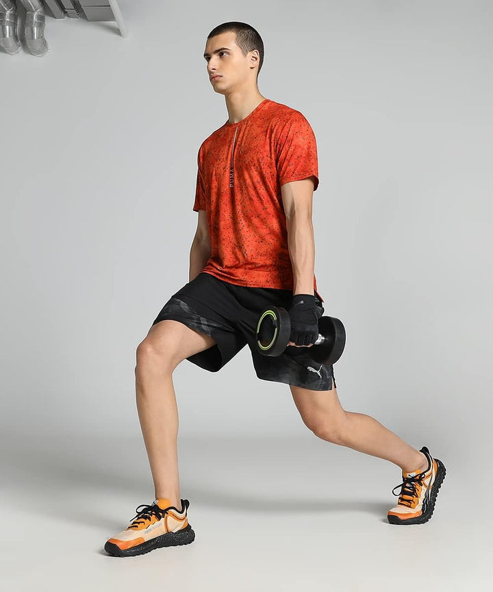 PUMA Herren Studio Yogini Lite Printed Trainings-T-Shirt XXL Chili Powder Orange, XXL Chili Powder O