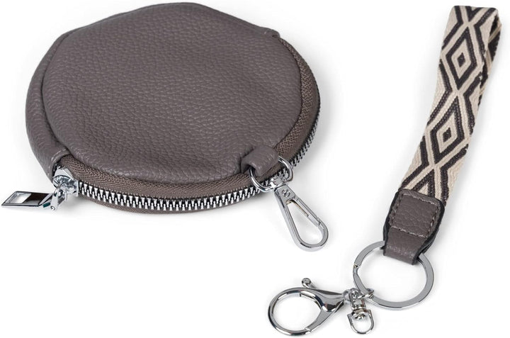 styleBREAKER Damen Halbmond Crossbody Schultertaschen Set 3-Teilig, Schultergurt mit Muster, Schlüss