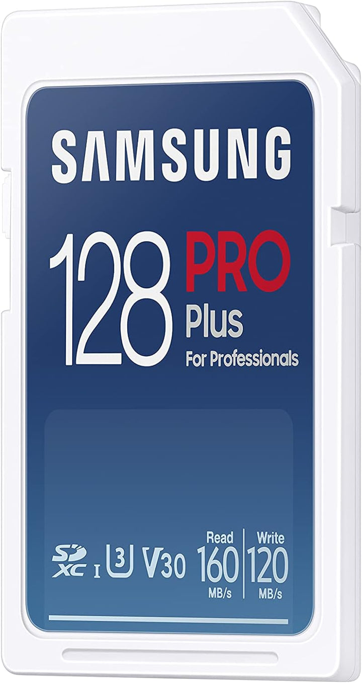 Samsung PRO Plus SD-Karte, 128 GB, UHS-I U3, Full HD & 4K UHD, 160 MB/s Lesen, 120 MB/s Schreiben, S