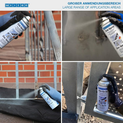 WEICON Zink-Spray 400 ml 6er Set | Rostschutzfarbe für alle Metalloberflächen | Farbe: leicht angewi