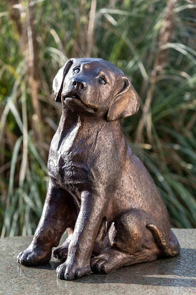 IDYL Bronze-Skulptur Hündchen | 36x18x26 cm | Hunde Tierfigur aus Bronze handgefertigt |Gartenskulpt