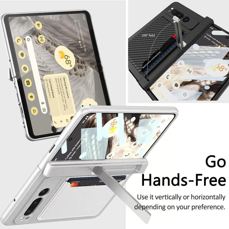 Miimall Handyhülle Kompatibel mit Google Pixel Fold Hülle mit Kartenhalter, PC + PU Schutzhülle mit