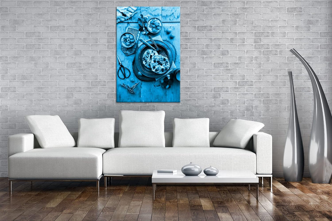 deyoli fruchtiger Kuchen Format: 80x60 Effekt: Monocrome Blau als Leinwand, Motiv fertig gerahmt auf