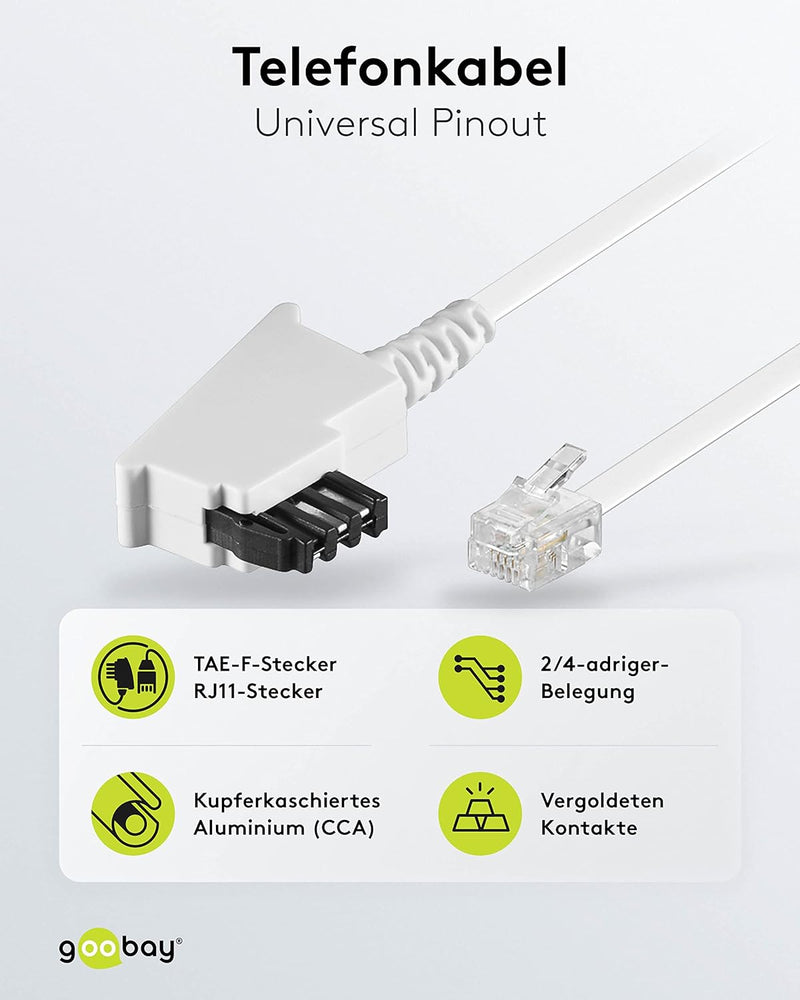 Panasonic KX-TGK210 DECT-Telefon Anrufer-Identifikation Weiss & goobay TAE Anschluss-Kabel (TAE-F St